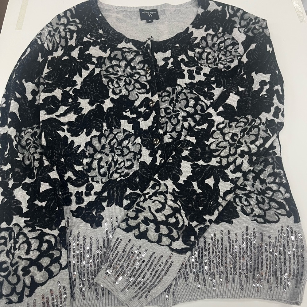 Gray and Black Sweater with silver sequins by Colour Works size M
